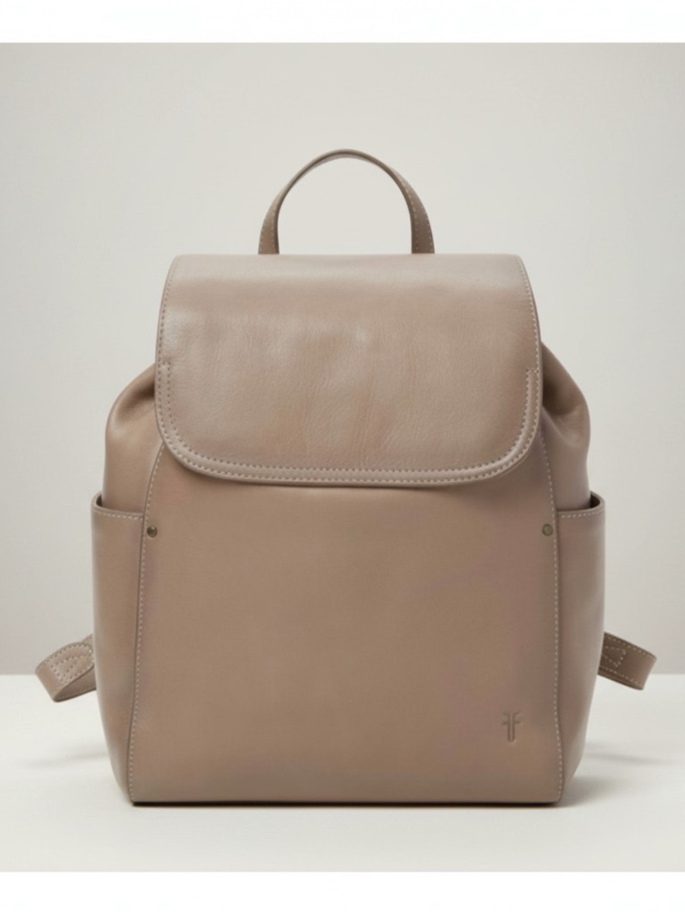 Frye Olivia Leather Backpack Taupe Convertible Drawstring Bag